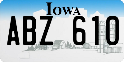 IA license plate ABZ610