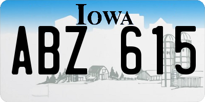 IA license plate ABZ615
