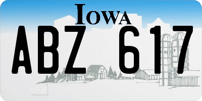 IA license plate ABZ617