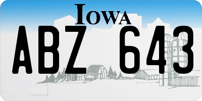 IA license plate ABZ643