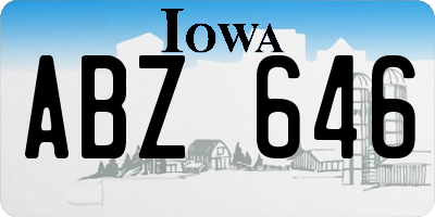IA license plate ABZ646
