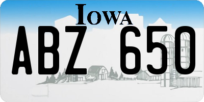 IA license plate ABZ650