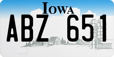 IA license plate ABZ651