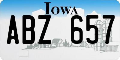 IA license plate ABZ657