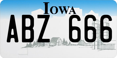 IA license plate ABZ666
