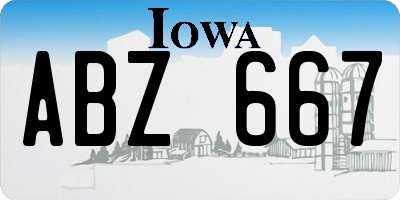 IA license plate ABZ667