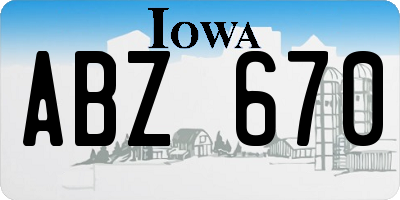 IA license plate ABZ670