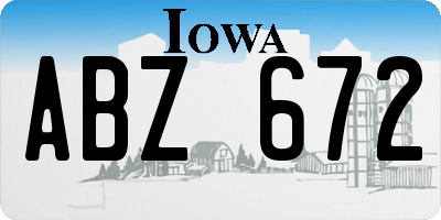 IA license plate ABZ672