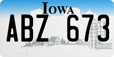 IA license plate ABZ673