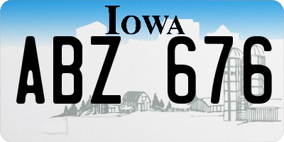 IA license plate ABZ676