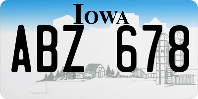 IA license plate ABZ678
