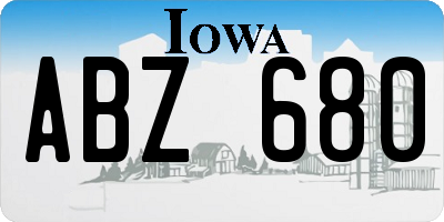 IA license plate ABZ680