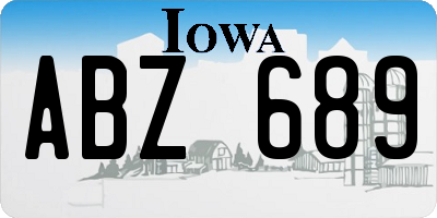 IA license plate ABZ689