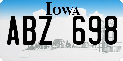 IA license plate ABZ698