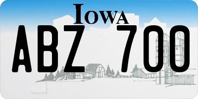 IA license plate ABZ700