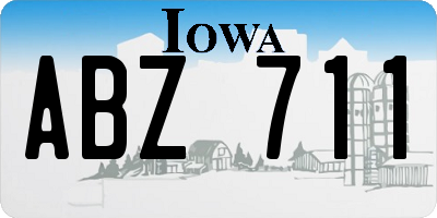 IA license plate ABZ711