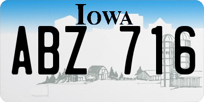 IA license plate ABZ716