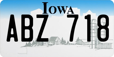 IA license plate ABZ718