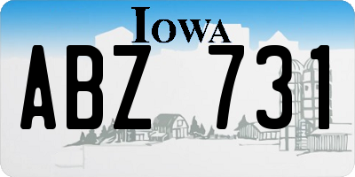 IA license plate ABZ731