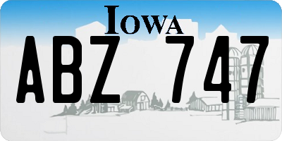 IA license plate ABZ747