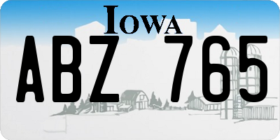 IA license plate ABZ765