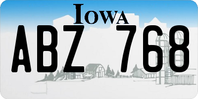 IA license plate ABZ768