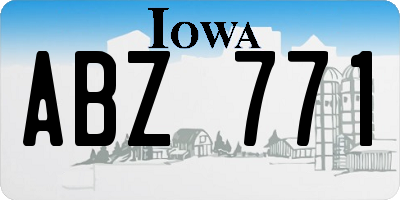 IA license plate ABZ771