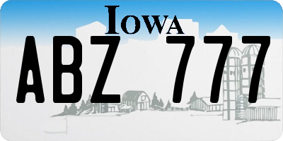 IA license plate ABZ777