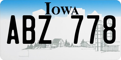 IA license plate ABZ778