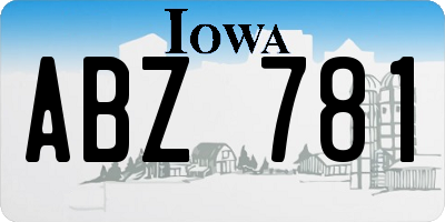 IA license plate ABZ781