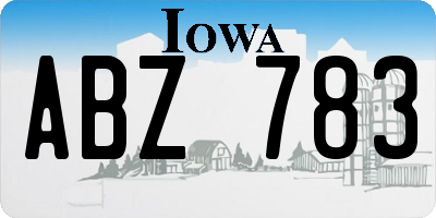 IA license plate ABZ783
