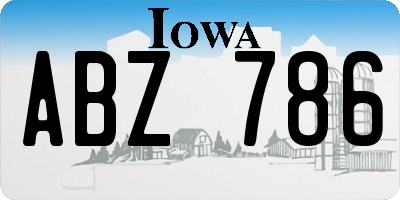 IA license plate ABZ786