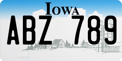 IA license plate ABZ789