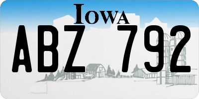 IA license plate ABZ792