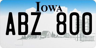 IA license plate ABZ800