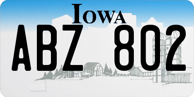 IA license plate ABZ802