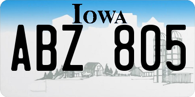 IA license plate ABZ805