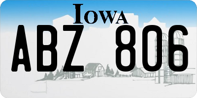 IA license plate ABZ806