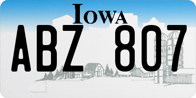 IA license plate ABZ807