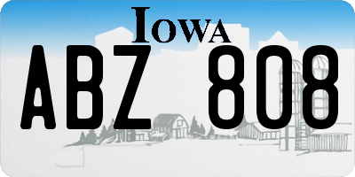 IA license plate ABZ808
