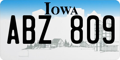 IA license plate ABZ809