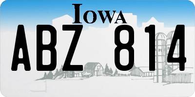 IA license plate ABZ814