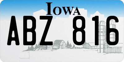 IA license plate ABZ816