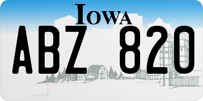 IA license plate ABZ820
