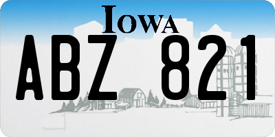 IA license plate ABZ821