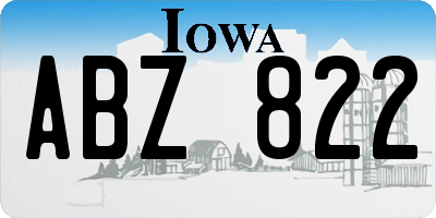 IA license plate ABZ822