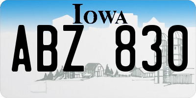 IA license plate ABZ830