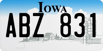 IA license plate ABZ831