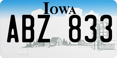 IA license plate ABZ833