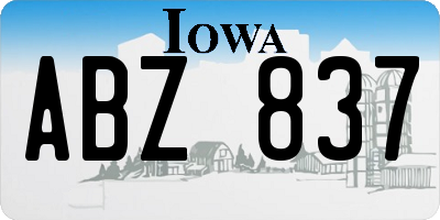 IA license plate ABZ837